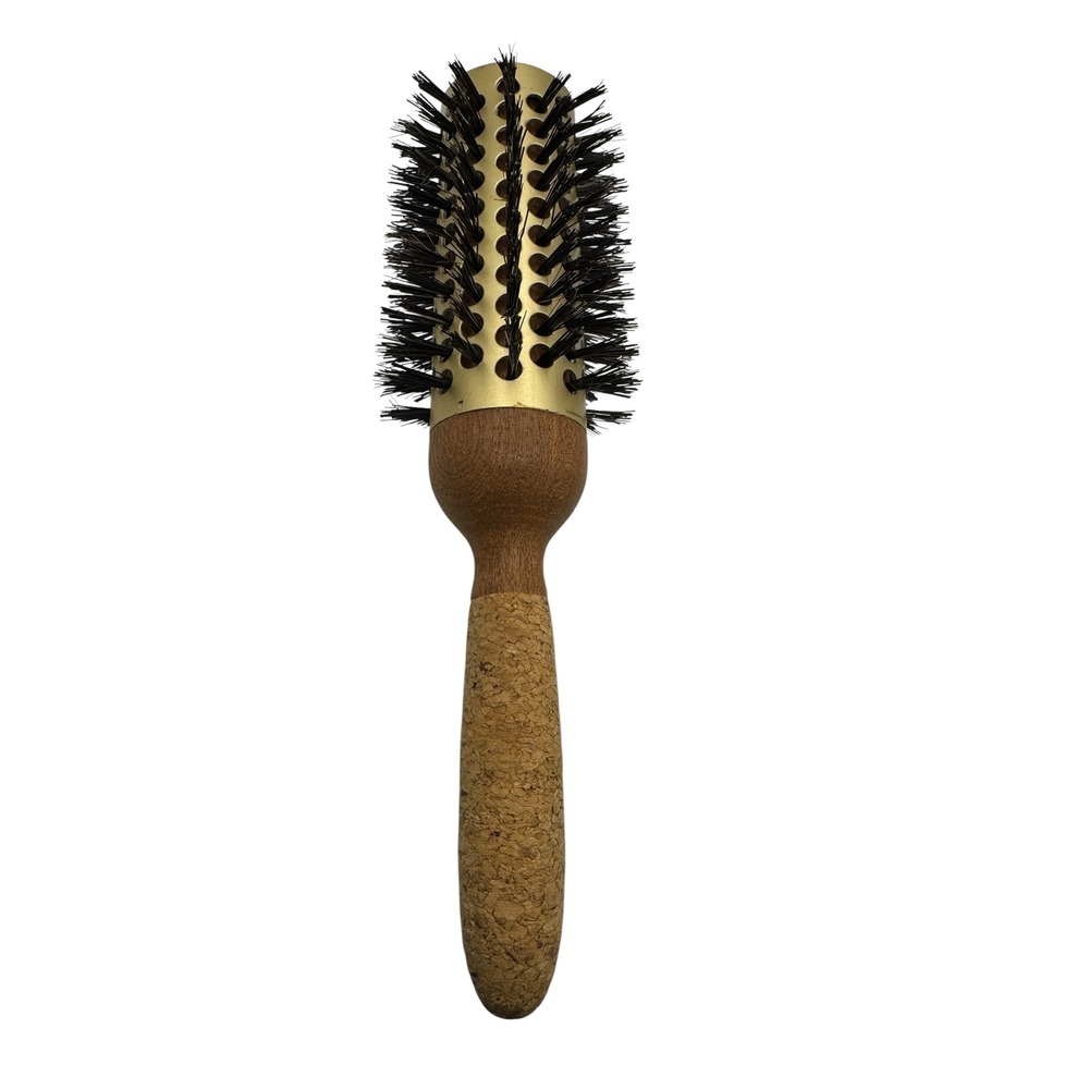 Boyd's Madison Ave Round Hair Brush Cork Handle Wood Spain Boar Bristle Gold